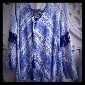 Flyaway bell arm blouse